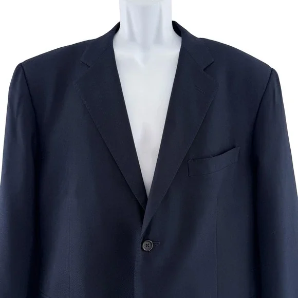 Ermenegildo Zegna Suit Jacket Mens 44 Navy Blue 100% Trofeo Wool 2 Blazer Italy